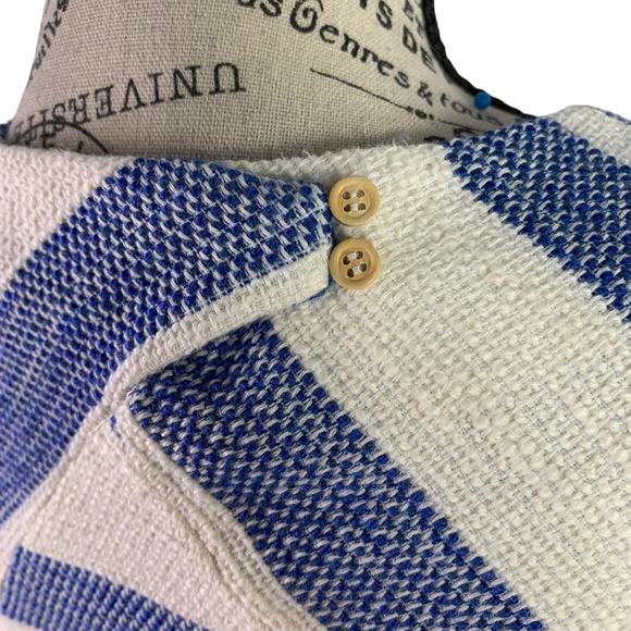 ZARA BASIC COLLECTION Women's Size Small Blouse Aztec 3/4 Sleeve Raw Hem Striped - Picture 7 of 11